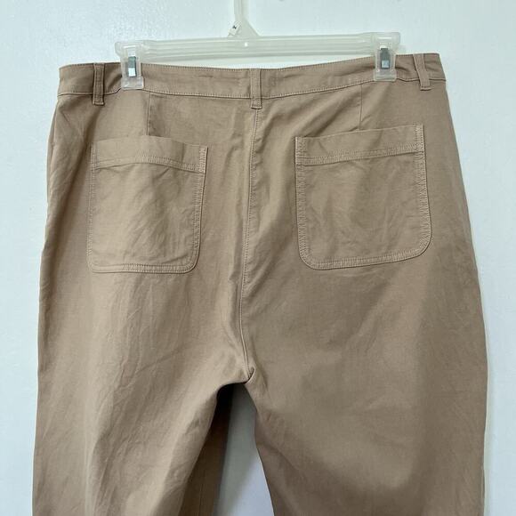 Eileen Fisher Cotton Hemp Cropped Straight Leg Pants Size L Tan Career Neutral - Picture 4 of 8